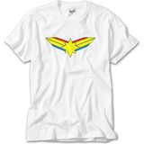 Crows Gate Captain Marvel Logo Beyaz Tişört - XS