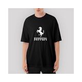 Crows Gate Ferrari Logo Oversize Siyah Tişört - M