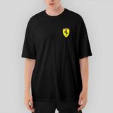 Crows Gate Ferrari Logo Oversize Siyah Tişört - XL