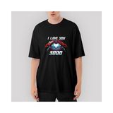 Crows Gate Iron Man I Love You 3000 Oversize Siyah Tişört