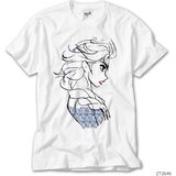 Crows Gate Karlar Ülkesi Elsa Çizim Beyaz T-Shirt - 5XL