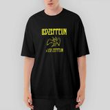 Crows Gate LED Zeppelin Angel Oversize Siyah Tişört - XL