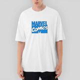 Crows Gate Marvel Comics Blue Logo Oversize Beyaz Tişört - XL