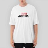 Crows Gate Marvel Universe Logo Oversize Beyaz Tişört
