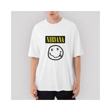 Crows Gate Nirvana Smile Oversize Beyaz Tişört - XL