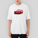 Crows Gate Şimşek Mcqueen Cars Oversize Beyaz Tişört - XL