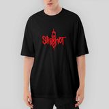 Crows Gate Slipknot Logo Red Oversize Siyah Tişört - XL