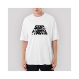 Crows Gate Star Wars Logo 3 Oversize Beyaz Tişört - M