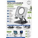 Crow'S Tech Metal Laptop Standı Katlanabilir 360° Ayarlı Ayarlanabilir Tablet Laptop Tutucu - 1 - Gümüş - Beyaz