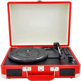 Crow'S Tech Nostaljik Pikap Hoparlörlü Çantalı Pikap Vintage Plak Çalar Bluetooth/aux In/rca/ 1800HAH Pil - Kırmızı