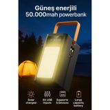 CROW'S TECH Solar 50.000 Mah Güneş Enerjili Led Işıklı Powerbank Şarj Aleti 4xUsb Çıkış Çoklu Şarj Çıkışı Kablo
