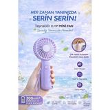 Crow'S Tech Taşınabilir Mini Fan 300MAH Kablosuz Sessiz Güçlü Motor Yaz Için Serinlik Sağlar 3 Kademeli Serinlik - Mor