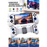 Crow'S Tech Telefon Soğutuculu Kablosuz Oyun Kolu Tablet Uyumlu Bluetooth Gamepad Hall Joystick Android Ios Pc Switch - Beyaz