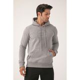 Crozwise Erkek Sweatshirt Gri Sweatshirt 3 Iplik Kapüşonlu Sweatshirt Erkek - 2XL