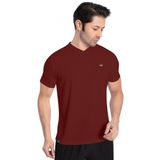 Crozwise V Yaka Erkek Bordo Spor T-Shirt - 7136-07