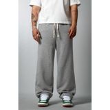 Crupt Studio Gri Raw Wide Leg Stoperli Erkek Sweatpant Yazlık Eşofman Altı