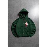 Crupt Studio Yeşil Boxy Crop Erkek Ceket Zip Hoodie