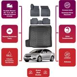 Cruze Sedan 2011 Tek Kulak 3D Bagaj Havuzu+4d Araca Özel Havuzlu Paspas Takımıı Maxii - Siyah