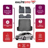 Cruze Sedan 2016 Çift Kulak 3D Bagaj Havuzu+4d Araca Özel Havuzlu Paspas Takımıı Prqx - Siyah