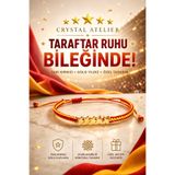 Crystal Atelier 5 Yıldızlı Sarı Kırmızı Taraftar Bilekliği – (El Yapımı Ayarlanabilir Makrome)
