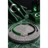 Crystal Atelier Ay Yıldız Yeşil Siyah Makrome Taraftar Bileklik El Yapımı Ayarlanabilir İp Bileklik