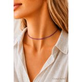 Crystal Atelier Ayarlanabilir Mor İp Kolye Choker ve Bileklik Takımı