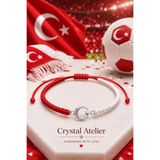 Crystal Atelier Kırmızı Beyaz Ay Yıldız Makrome Taraftar Bileklik