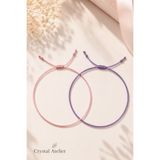 Crystal Atelier Pembe Mor İp Bileklik 2’li Set Ayarlanabilir Makrome Unisex Arkadaşlık Bilekliği