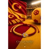 Crystal Atelier Sarı Kırmızı Ay Yıldız Taraftar Bileklik El Yapımı Ayarlanabilir Makrome