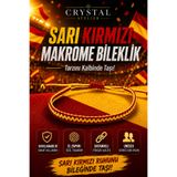 Crystal Atelier Sarı Kırmızı Taraftar Bileklik - Makrome Bileklik - Hediyelik Bileklik - İp Bileklik - Örgü Bileklik