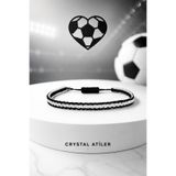 Crystal Atelier Siyah Beyaz Taraftar Bileklik - Makrome Bileklik - Hediyelik Bileklik - İp Bileklik - Örgü Bileklik