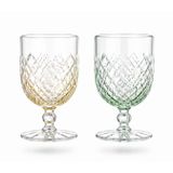 Crystal Baklava Desenli Ayaklı Kahve Yanı Su Bardağı, 120 ml, 2'li Set, El Dekor Kristal