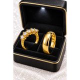 Crystal Diamond Zirconia 1.kalite, kararmayan, parlak Işıklı kutuda alyans ve beştaş yüzük