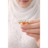 Crystal Diamond Zirconia 14 ayar altın kaplama beştaş yüzük, evlilik teklifi yüzüğü, ( kararmaz)
