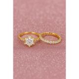 Crystal Diamond Zirconia Işıklı kutuda 1 karat tektaş lotus ve tamtur yüzük