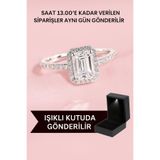 Crystal Diamond Zirconia Işıklı Kutuda Pırlanta montür zirkon taşlı 1 Karat Baget Yüzük