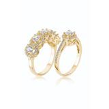 Crystal Diamond Zirconia Işıklı Kutuda Sarı Beştaş & Tektaş Yüzük