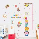 Crystal Kids Neşeli Hayvanlar Anaokulu Kreş Yuva Çocuk ve Bebek Odası Dekoru Büyüme Ölçer PVC Duvar Sticker Çıkartma