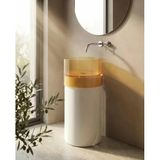 Crystal Şeffaf Sarı Beyaz Cam Monoblok Lavabo
