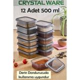 Crystal Ware 12' Li Dikdörtgen Erzak Saklama Kabı 500 ml Antrasit F801