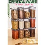 Crystal Ware 12'Li Dikdörtgen Erzak Saklama Kabı 2,2 lt Antrasit F803
