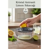 Crystal Ware 2 Adet Kristal Antrasit Limon, Portakal Narenciye Sıkacağı, Pratik Limonluk F210