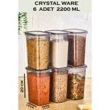 Crystal Ware 6' Lı Dikdörtgen Erzak Saklama Kabı 2.2 Lt Antrasit F802