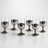Crystalex Kristal Cam 6’lı Renkli Kristal Kesme Kahve Yanı Su Bardağı Kadeh Seti -Titanyum - 001 - Beyaz - 135 ml