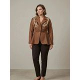 Crystalia Kanat Motifli Payet Işlemeli Peplum Blazer Ceket - 46 - Kahverengi