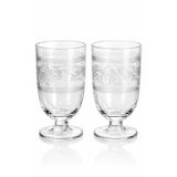 Crystalite Bohemia Şeffaf Kristal Ayaklı Kadeh, Bitkisel Desenli, 9,5 cm, 2'li Set, Rus Tarzı Koleksiyon
