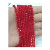 CRYSTALSHOP 4mm Piramit Kırmızı Kristal Boncuk (10 DİZİ)