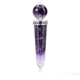 CrystalTears 3.2 "Ametist Kristal Değnek - Meditasyon ve Wicca Terapisi için Reiki Şifa Noktası Prizma Değerli Taş Değnek