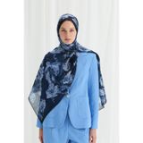 cs camellia scarf Aura İpek Krep Şal - Lacivert