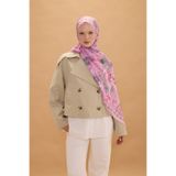 cs camellia scarf Floransa İpek Krep Şal - Pembe Gri
